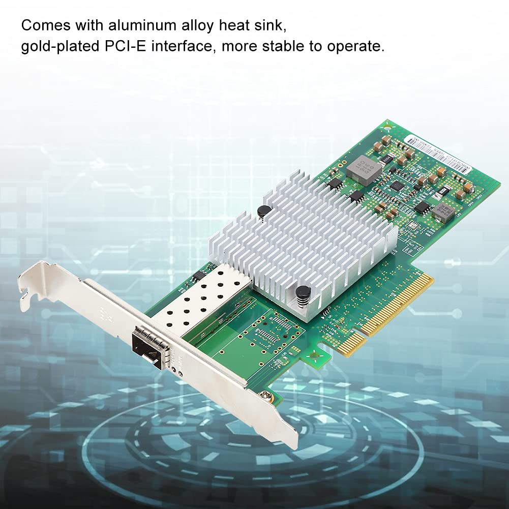 ASHATA Carte Réseau PCIE, Carte Réseau Fibre Optique 10 Gbit/s, Port Unique pour Puce 82599EN E10G41BTDA X520-DA1, Carte Réseau Gigabit avec Interface Carte mère: PCI-Express 2.0 5.0