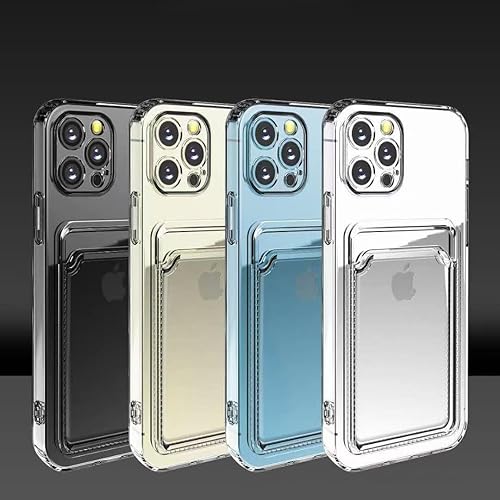 Miniatura 6 de Funda compatible con iPhone 12 Pro con soporte para tarjetas, funda transparente con ranura para tarjetas, ultrafina, suave, a prueba de golpes,