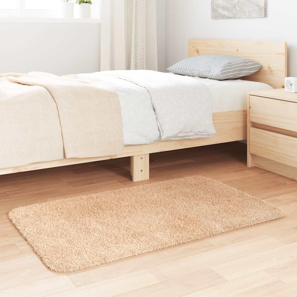Tapis shaggy à poils longs Navara - Beige - 60 x 100 cm - Polyester - Moelleux - Doux - Antidérapant - Lavable - Pour salon, chambre à coucher, couloir - Avec haute hauteur de poils et