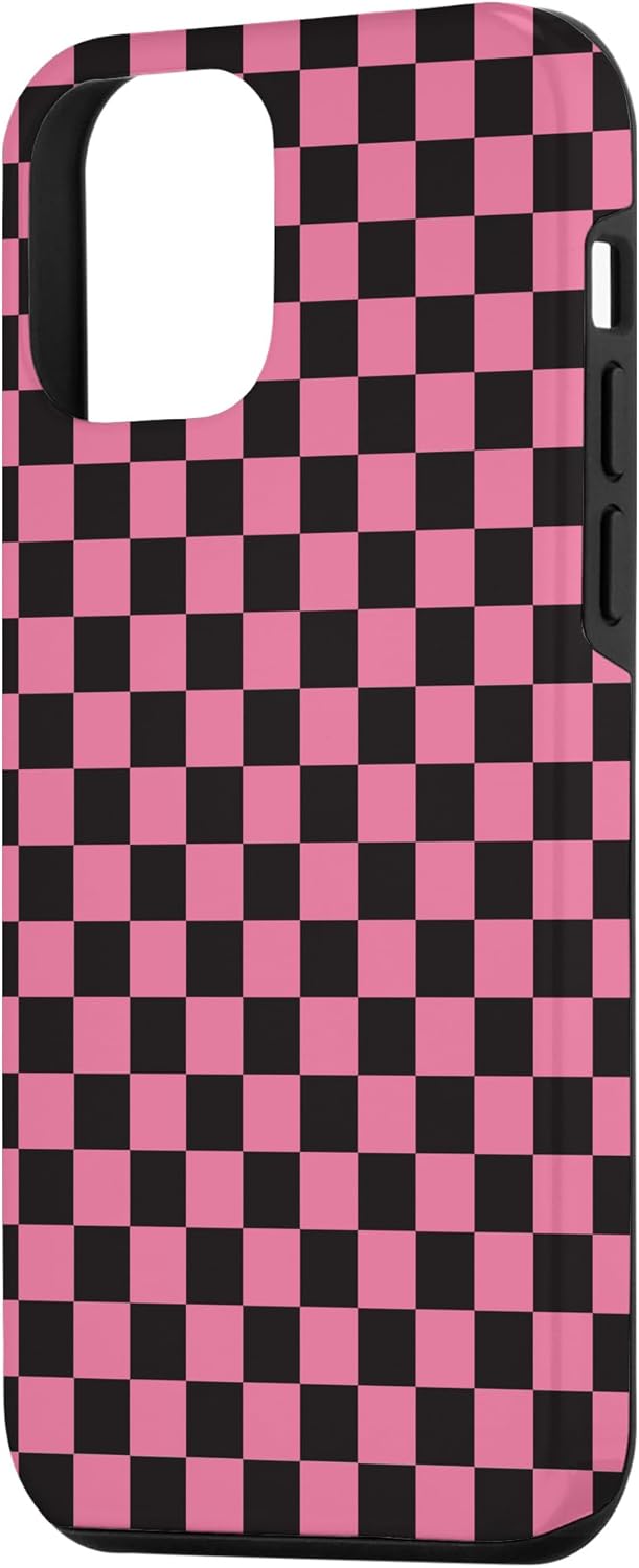 Mini Black and Pink Classic Checkered Checker Checkerboard Case for iPhone 12 mini