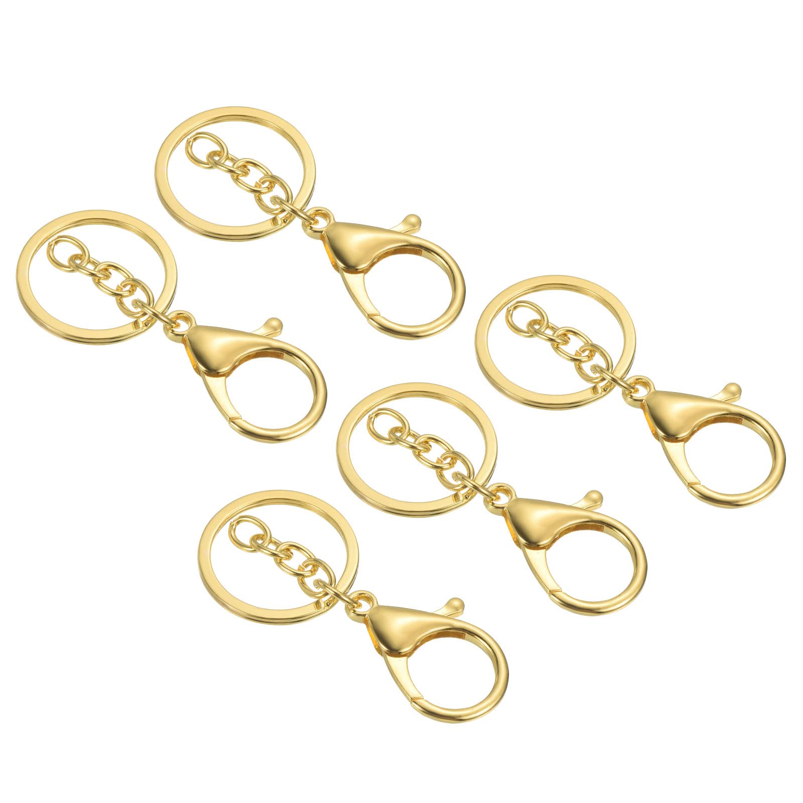 PATIKIL Key Chain Rings, 5 Pack Lobster Clasp Keyring Trigger Clip Keychain Holder for DIY Decorations, Golden