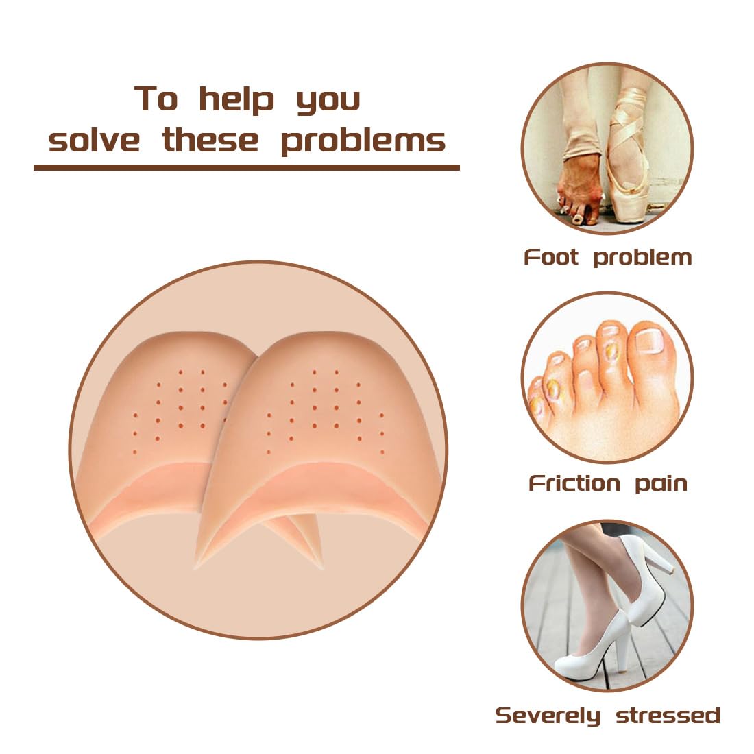 Puntera para Zapatos de Punta Protectores de Silicona para Ballet Antideslizantes Protector Dedos Pies Mujeres Niñas