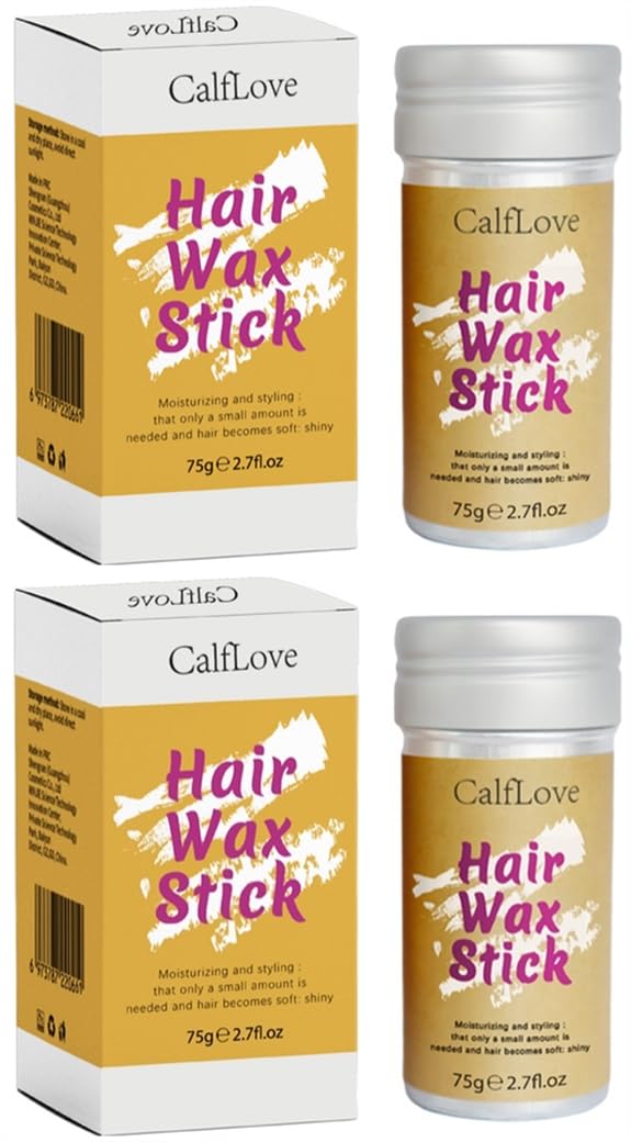 ELCHHIRSCH 2Pcs Hair Wax Stick, Hairstyle Non-Greasy, for Flyaways, Wigs, Slick Back Hair, Edge Control, Frizz, Loose Hair, Baby Hair, Hair Bun, Bangs; FL2
