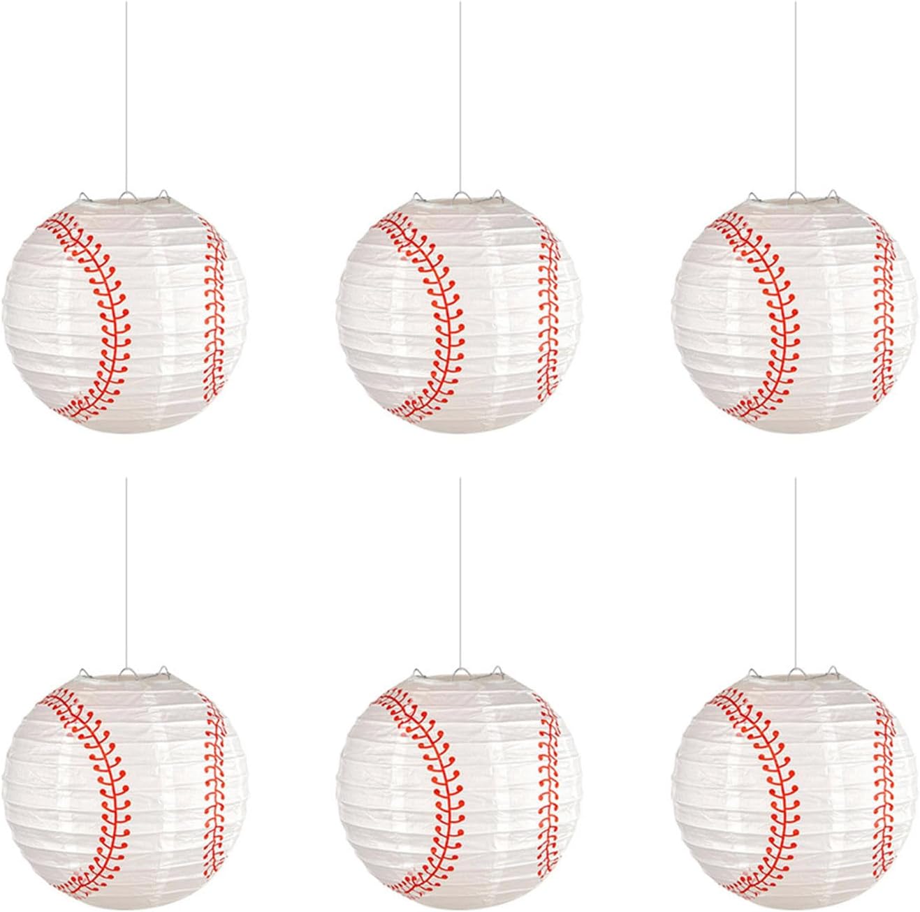 Of 6 Unique Baseball Hanging Lampshade Stylish Baseball Paper Lampshade Practical Sports Theme Party Supply Functional Charm for Party