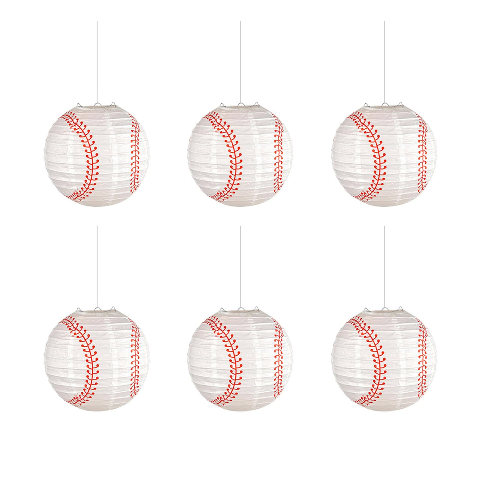 Hsioluted Multi Of 6 Stylish Baseball Party Supply Delicate Baseball Lampshade Paper Sports Theme Party Ornament Portable Paper Lampshade