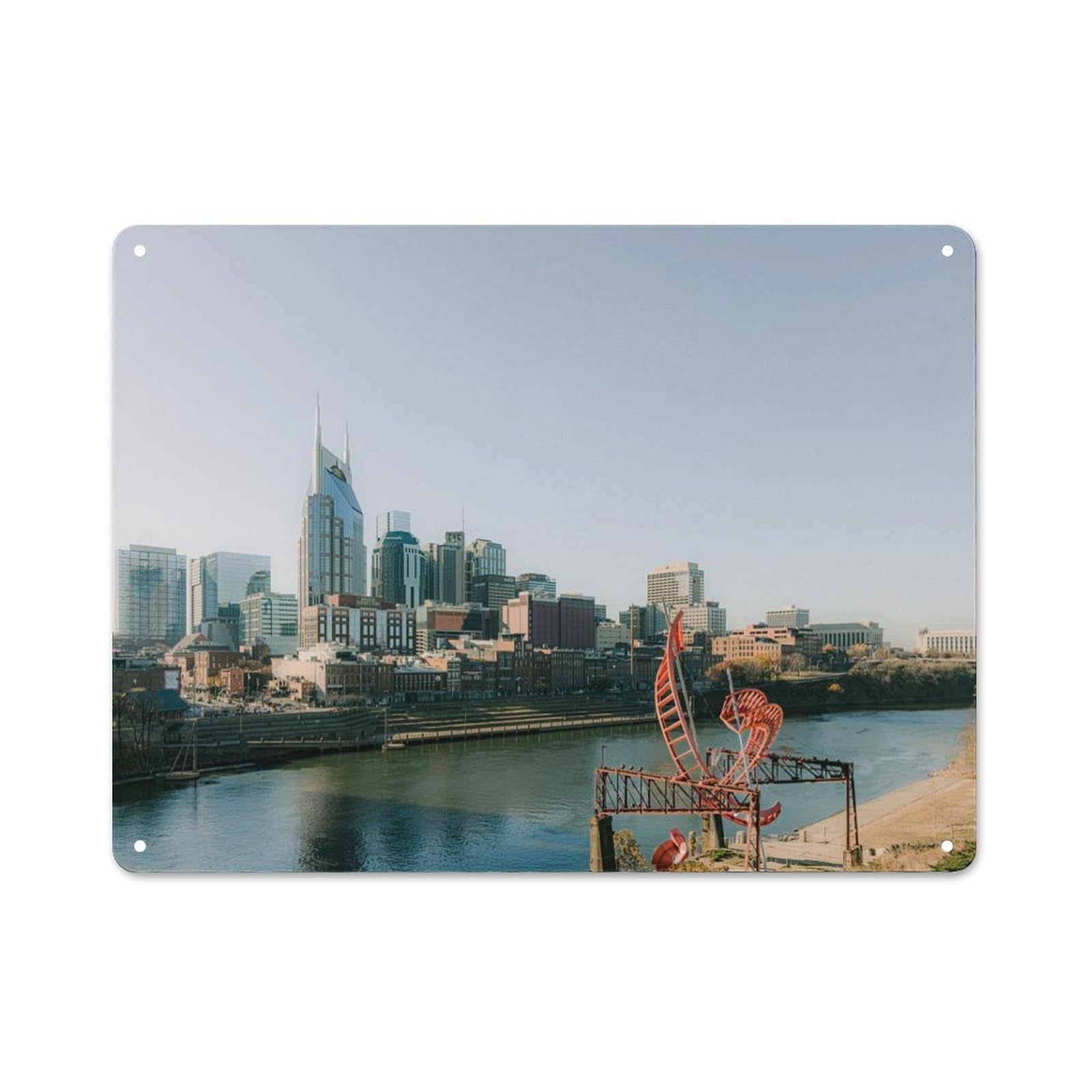 Junmoney Style-1 Nashville Vintage Metal Wall Decor 30X40cm, Vintage Metal Sign For Hallway, Home Bar, Garage Or Study