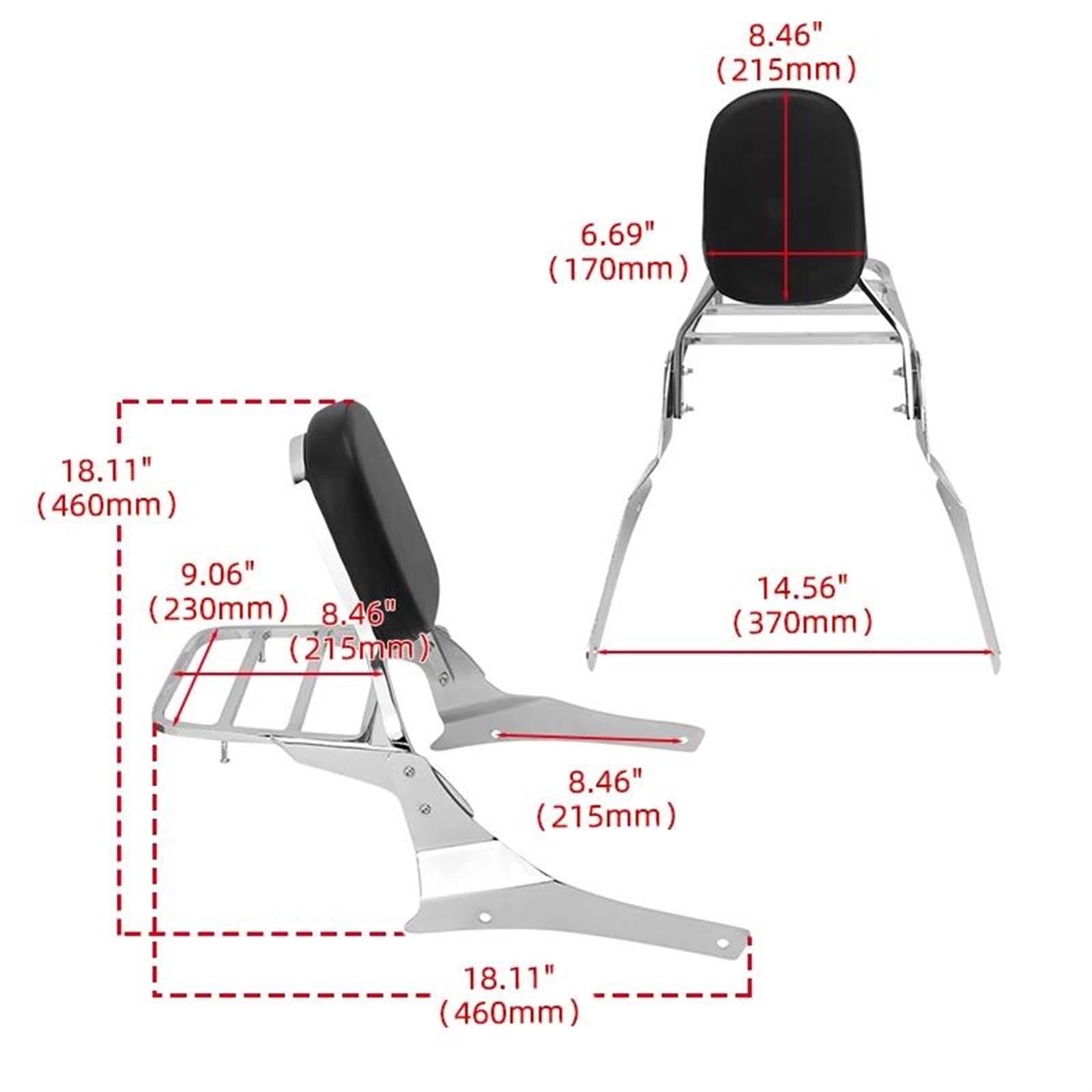 Portaequipajes Respaldo para Pasajero de Motocicleta con portaequipajes para Suzuki para Boulevard para M50 2005 2006 2007 2008 2009 2010 2011 Portaequipajes Trasero Motocicleta