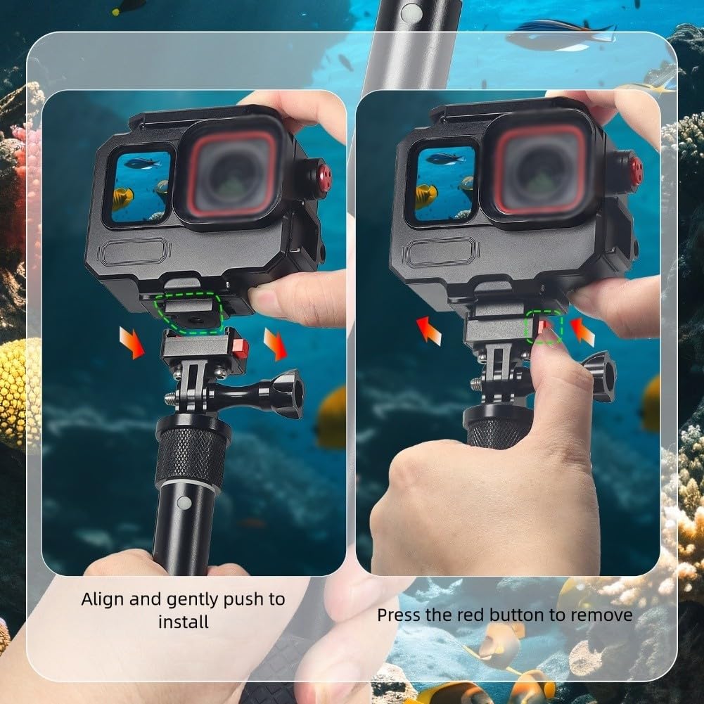 Custodia subacquea in metallo per Insta360 Ace Pro 2, custodia impermeabile in lega di alluminio da 80 m con sgancio rapido, supporto per scarpa fredda per fotografia subacquea e sport estremi