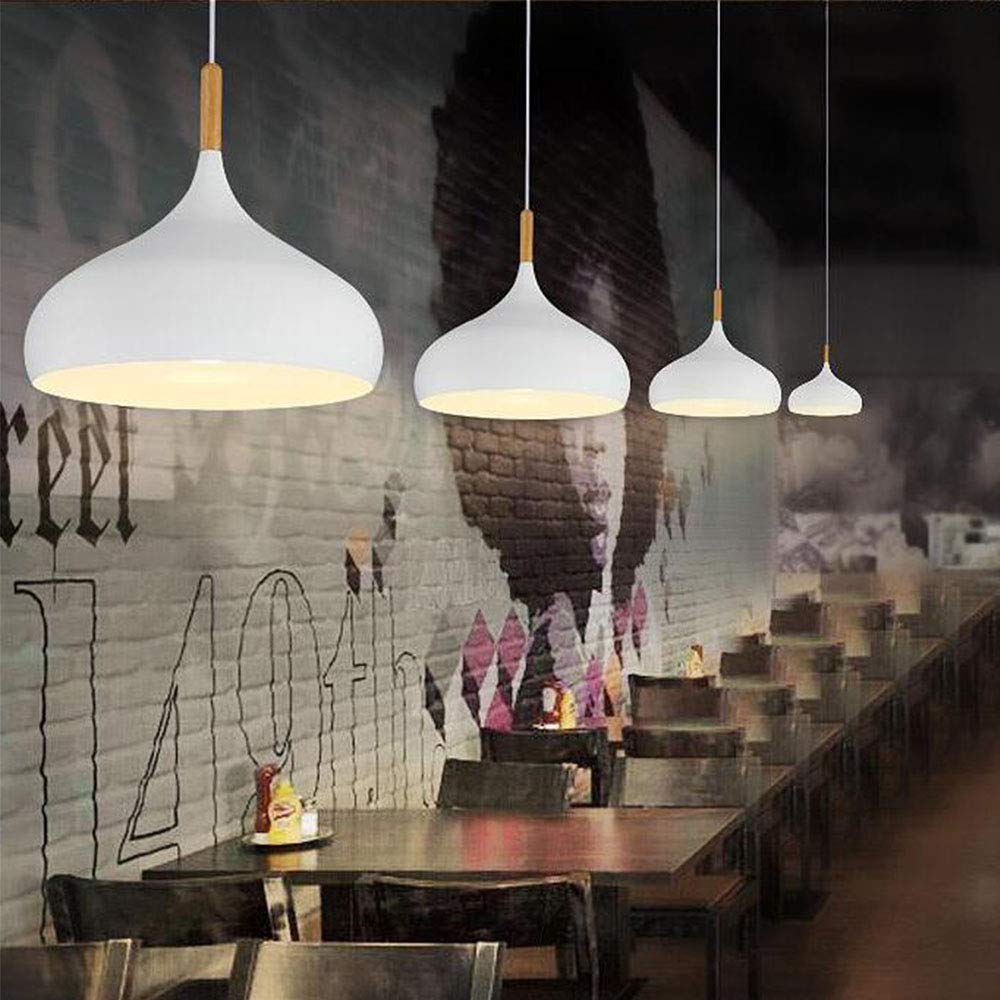 Mengjay Moderna Lampada a Sospensione soffitto Industriale interna Lampadario Edison Rustico E27 metallo Lampada Pendente per Cucina Sala da Pranzo soffitta caffè bar ristorante soggiorno (bianco)