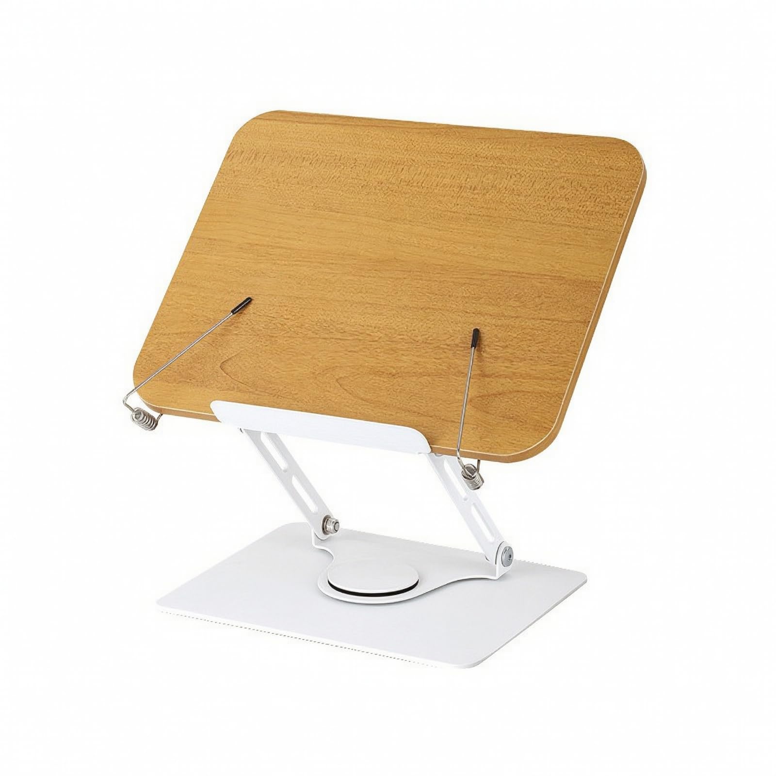Atril Madera con Base Metal Estable Soporte Lectura Regulable Atril Mesa para Estudiantes, Blanco, Soporte De Lectura Giratorio Con Marco De Acero Blanco Y Tablero De Madera