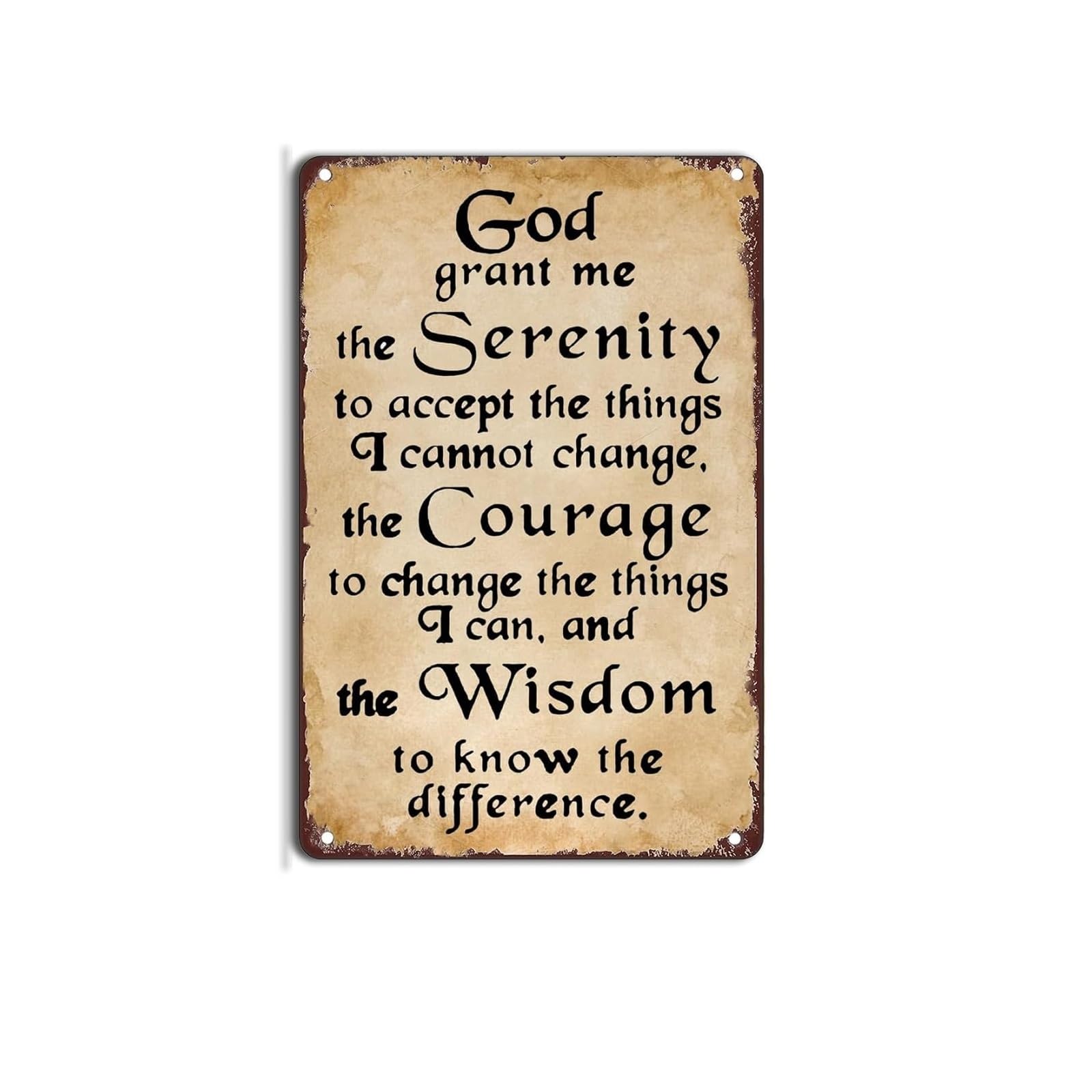 MQXFCZUX Serenity Prayer Metal Tin Sign God Grant Me the Serenity Inspirational Quote for Home and Church Decor 8 X 12 inch