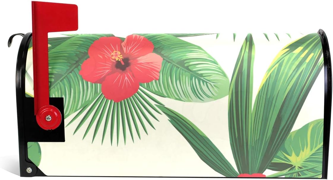 Home Garden Tropical Leaves Pattern Magnetic Mailbox Cover Standard