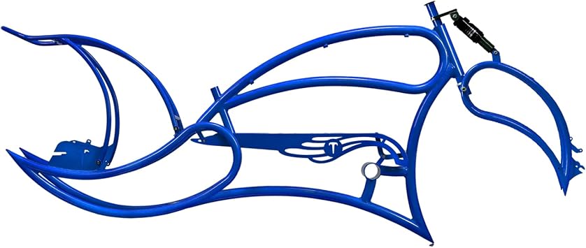MICARGI Leopard 3I Stretch Cruiser Bike Frame,26-in Steel Frame with Bike Chain Suitable for Lowrider Bike, Chopper Bike, and Electric Bike Conversion Blue