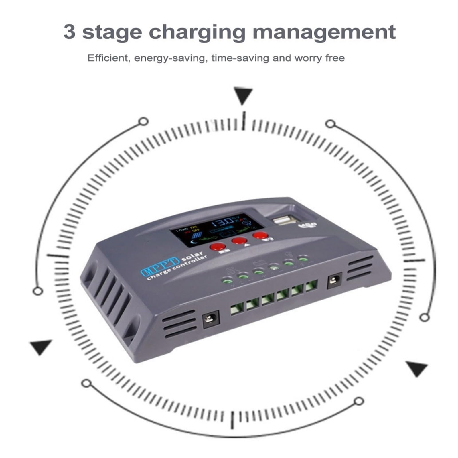 Regolatore Di Carica Solare MPPT 12V 24V 10/20/30A Schermo Colorato Pannello Doppio USB For Batteria Al Litio Piombo(20A)