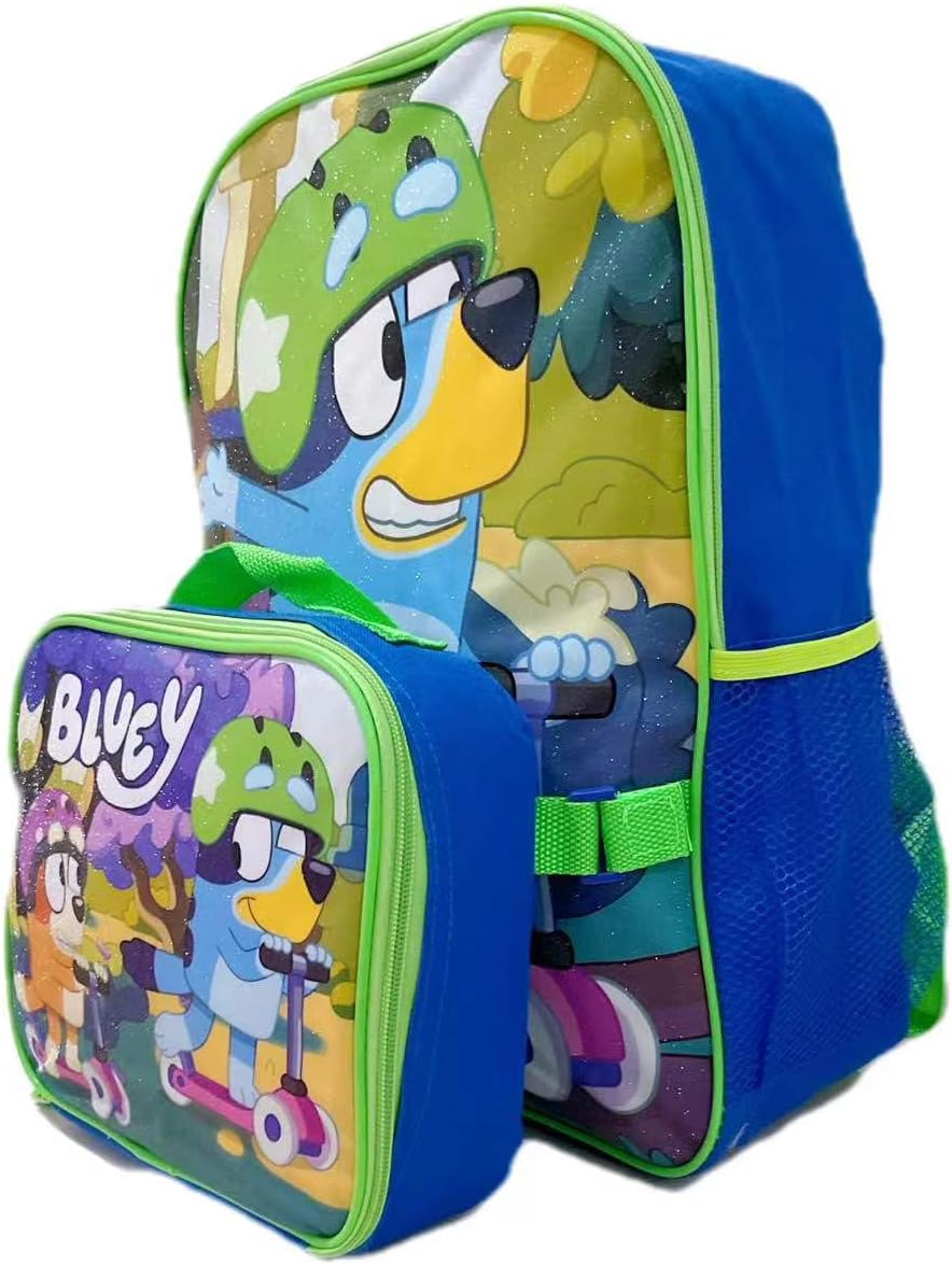 AI ACCESSORY INNOVATIONS Bluey Full Size 16 Inch Backpack with Detachable Lunch Box