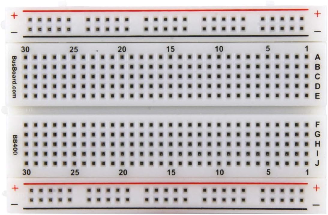 BB400 Solderless Plug-in BreadBoard, 400 tie-Points, 4 Power Rails, 3.3 x 2.2 x 0.3in (84 x 55 x 9mm)