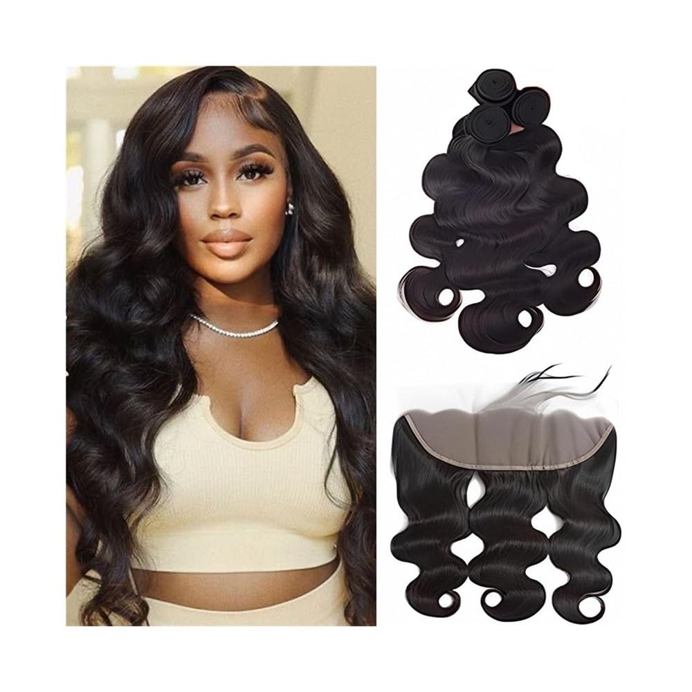 Cabello humano ondulado natural con frontal transparente de 13x4 para un estilismo diario