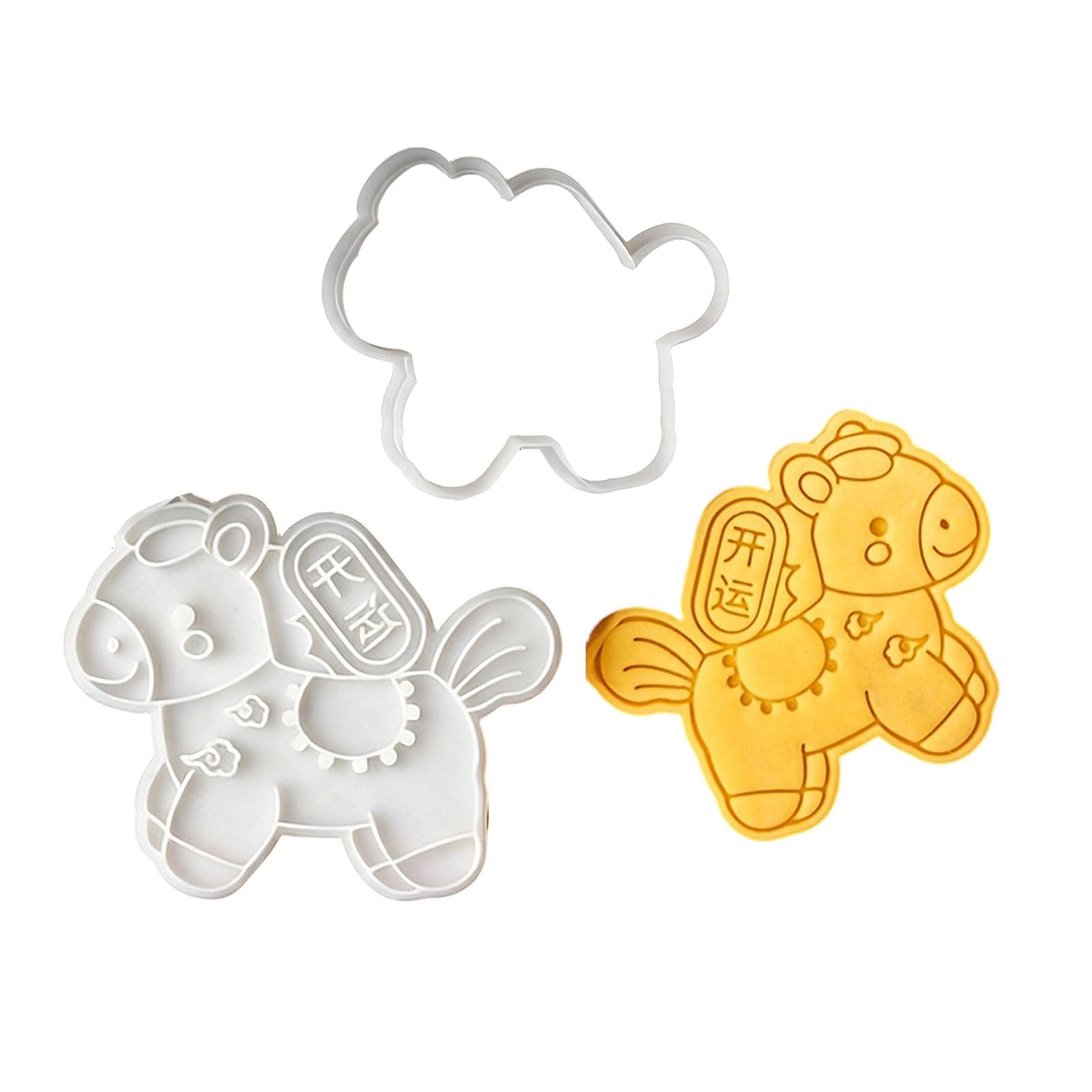NVOQILIN Artistic Horse Shape Dough Press for Confectionery Projects and Ergonomic Designs Chinese NewYear Cookie Stamp
