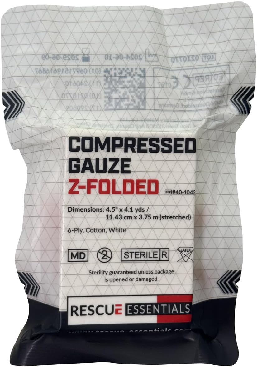 Rescue Essentials Compressed Gauze, Z-Folded