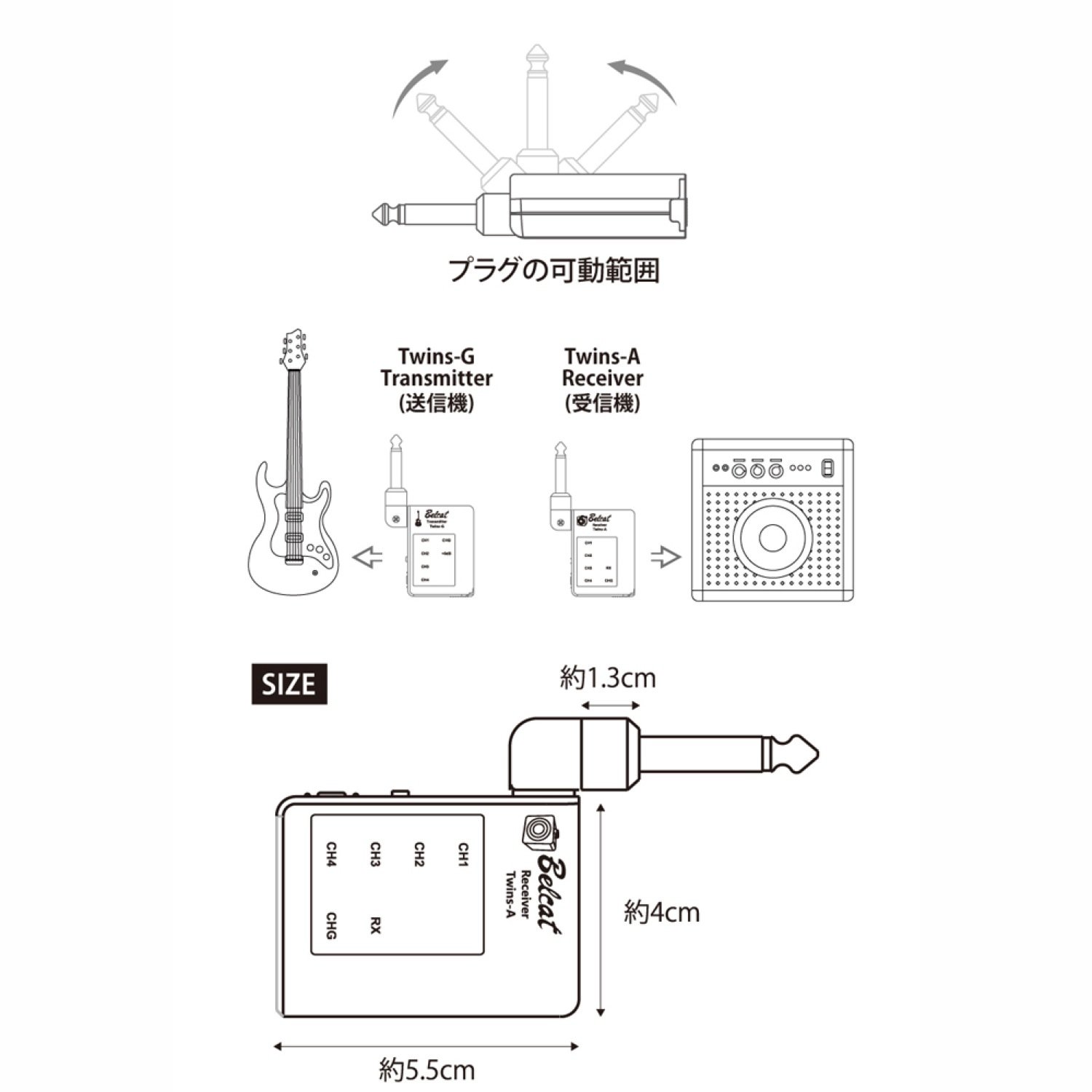 Amazon | Belcat ベルキャット ギター・ベース用 ワイヤレスシステム