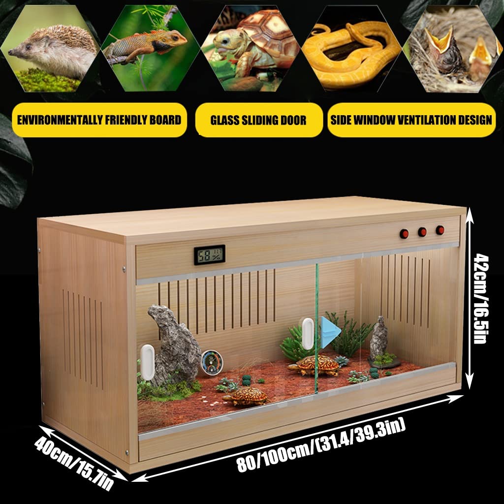 Vivarium Box Reptile Amphibians Cage Large Wooden Pet Feeding Box