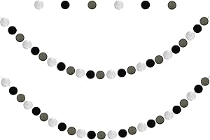 Black Pom Pom Garland - Handmade Balls Garland for Party