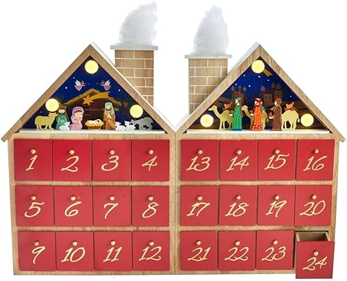 Kurt Adler - Calendario de Adviento LED de madera con pilas de 11.81 pulgadas