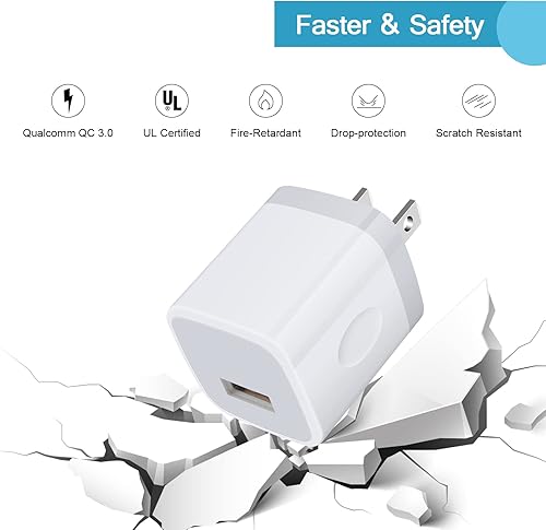 Miniatura 2 de Adaptador de cargador de pared, bloque de carga USB, paquete de 5 unidades de un solo puerto USB enchufable en la caja del cubo, bloques de energía,