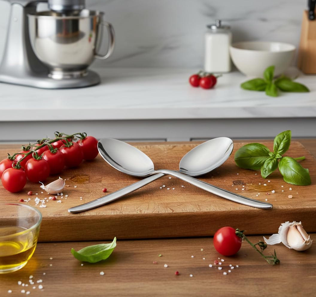 Kunz Small Sauce Spoon set | 8 inch Pack of 2 | 18/10 Stainless Steel Chef Spoon | Serving Plating Spoons ideal for drizzling sauces, plating desserts, Dishwasher safe