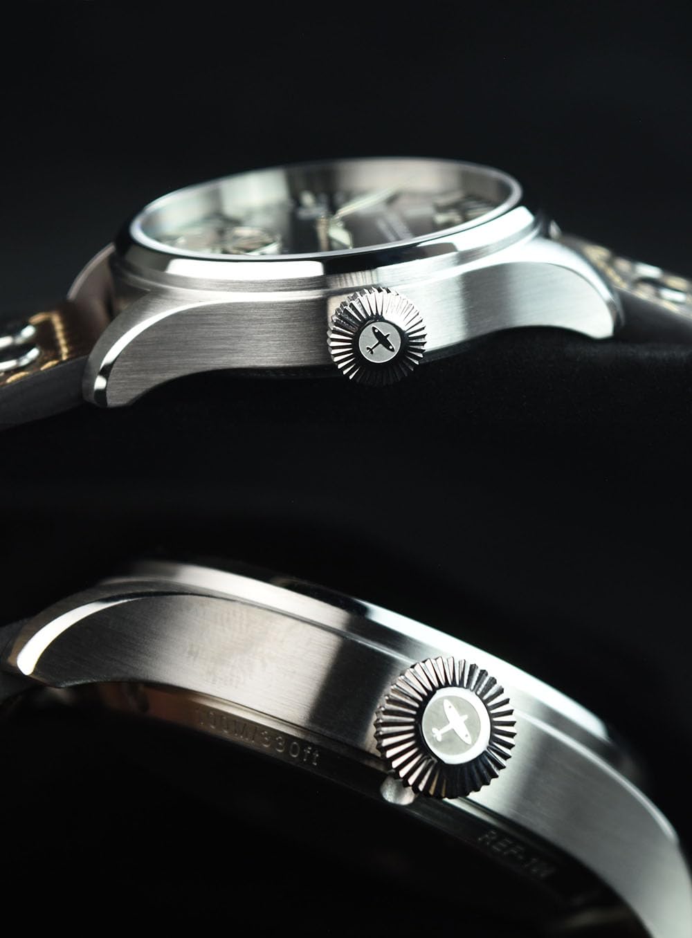 Uhren Herren Automatik mit 3D-Turbine, Saphirglas, BGW-9 Superleuchtstoff & Lederarmband - Retro Fliegeruhr, ideal als Herren Uhr für Alltag & Geschenk