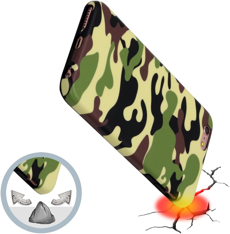 GOLINK iPhone 6/6S Plus Case for Men, Camouflage Camo IMD Printing Slim-Fit Anti-Scratch Shock Proof Anti-Finger Print Flexible TPU Gel Case for iPhone 6/6S Plus 5.5 inch Display - Camo Green