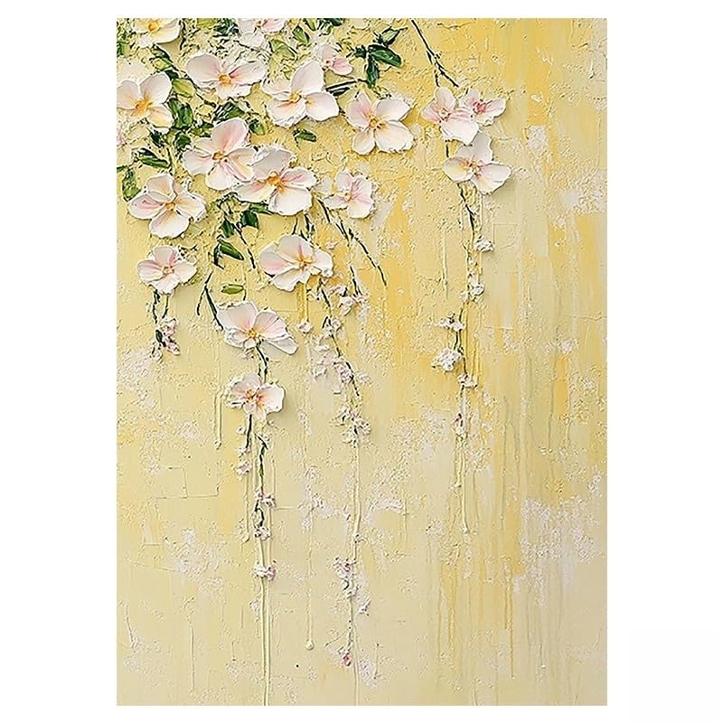Tableau fleurs peinture à l'huile fait main texture jaune prestigieuse