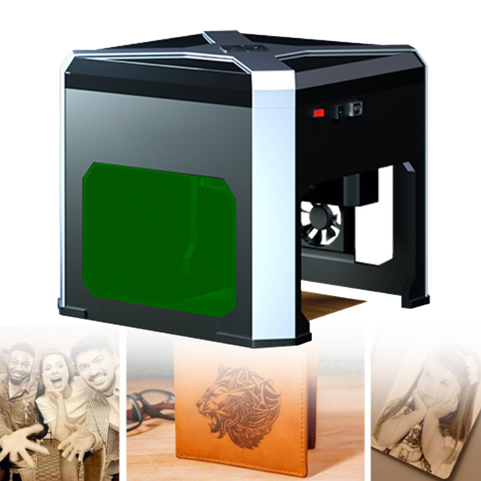 Graveur Laser 2 en 1, Machine de découpe de Bureau Portable, Fibre Ultra HD, précision de 0,05 mm, Zone de Gravure 80 x 80 mm pour Bois, Vinyle, Cuir, Verre, Bricolage, création de Logo