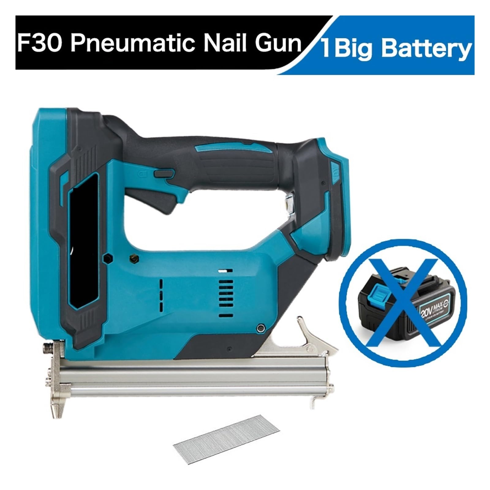 Chiodatrice Senza Fili Senza Fili Cordless F30 Pistola Sparachiodi Elettrica Cucitrice Chiodatrice Lavorazione Del Legno Batteria Al Litio + 1 Set Di Chiodi For Batteria 18V(No Battery)