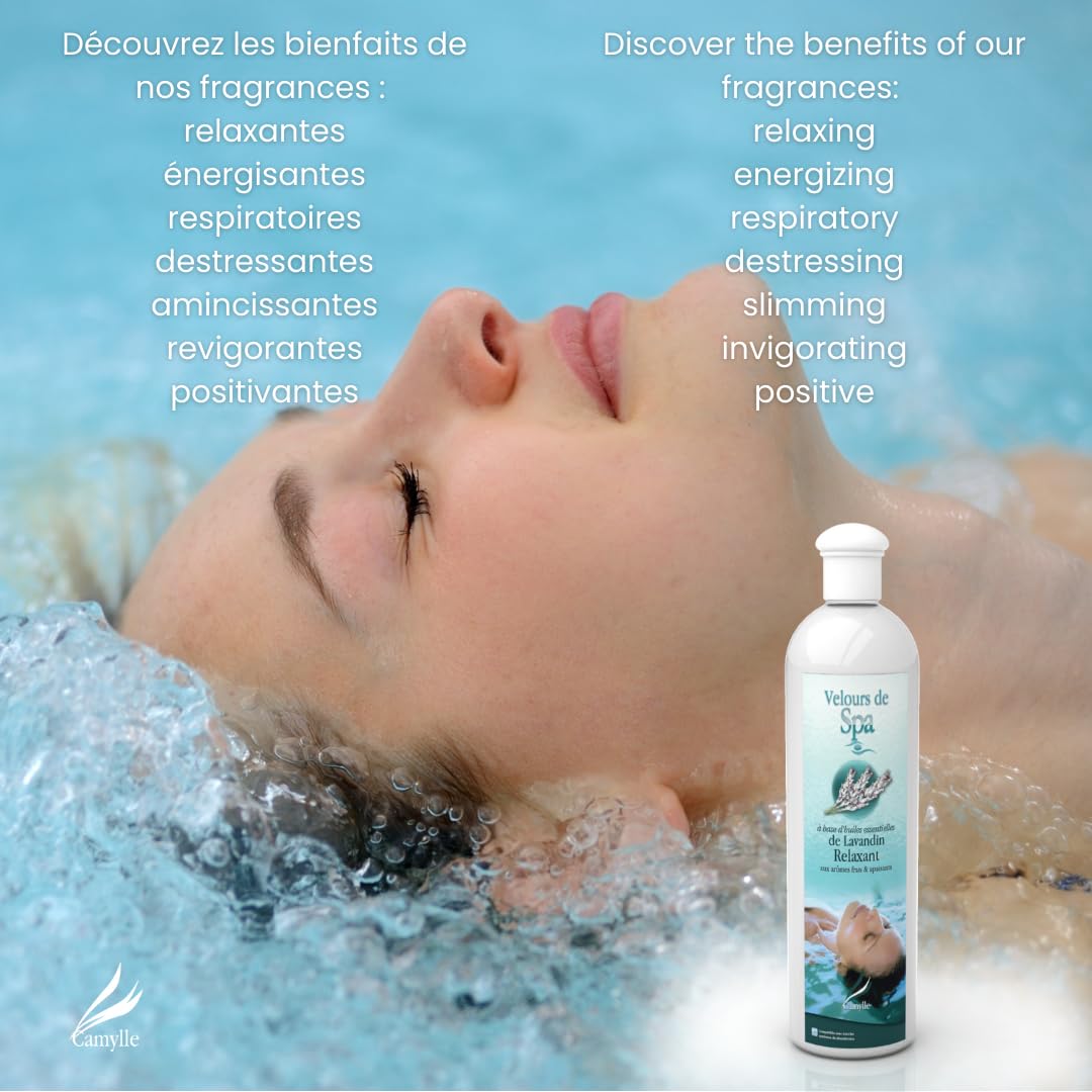 Camylle - Velours de Spa Polynésie - Fragrance à base d'Huiles Essentielles 100% Pures et Naturelles pour Spa - Régénérant aux arômes vanillés et fruités - 1000ml