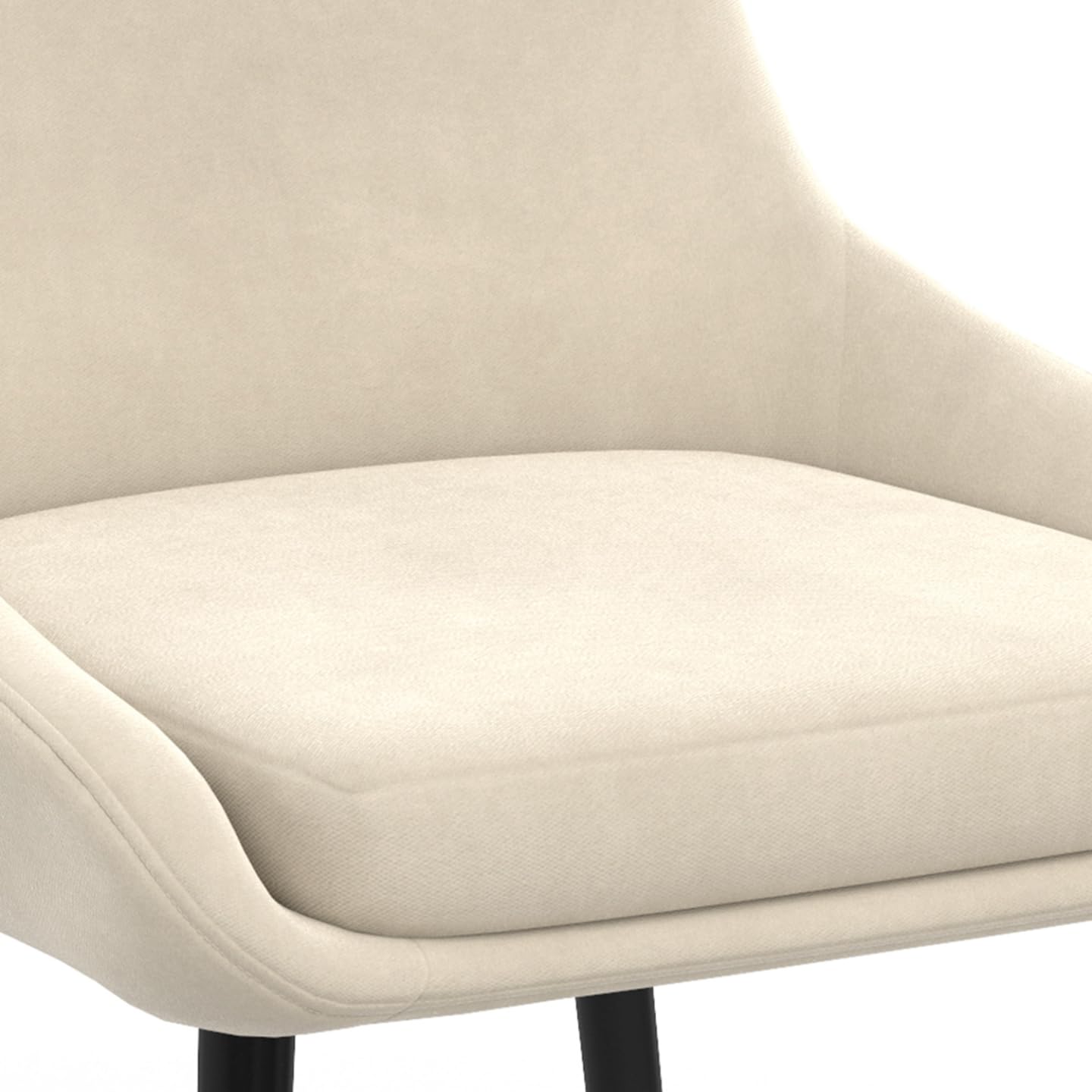 IDMarket - Lote de 4 sillas THALYA de terciopelo beige con medio reposabrazos