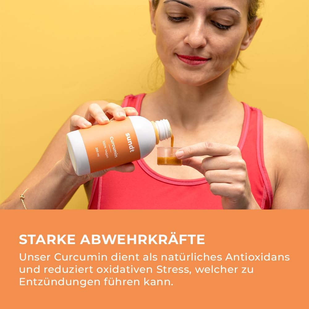 Curcumine liposomale liquide, au pouvoir antioxydant naturel contre le risque d’inflammation – Flacon de 250 ml – 50 jours – Végan et sans OGM – Fabriqué en UE – Sundt Nutrition Supplément alimentaire