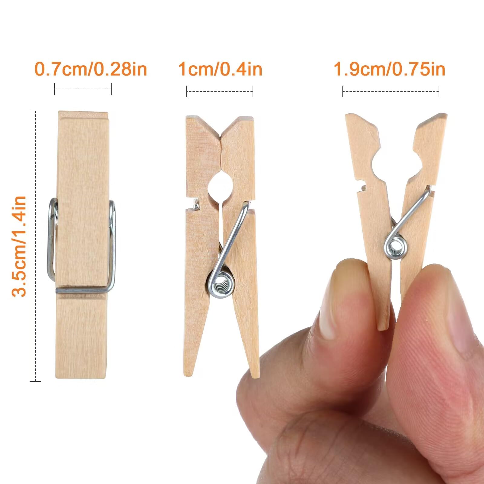 Pinzas Pequeñas Mini Alfileres De Ropa, 200 Pinzas De Madera Natural Con  Cordel De Yute De 32.8 Ft, Mini Clips De Madera De 1 Pulgada, Mini  Alfileres De Ropa Para Fotos, Manualidades,, image size:1600x1600
