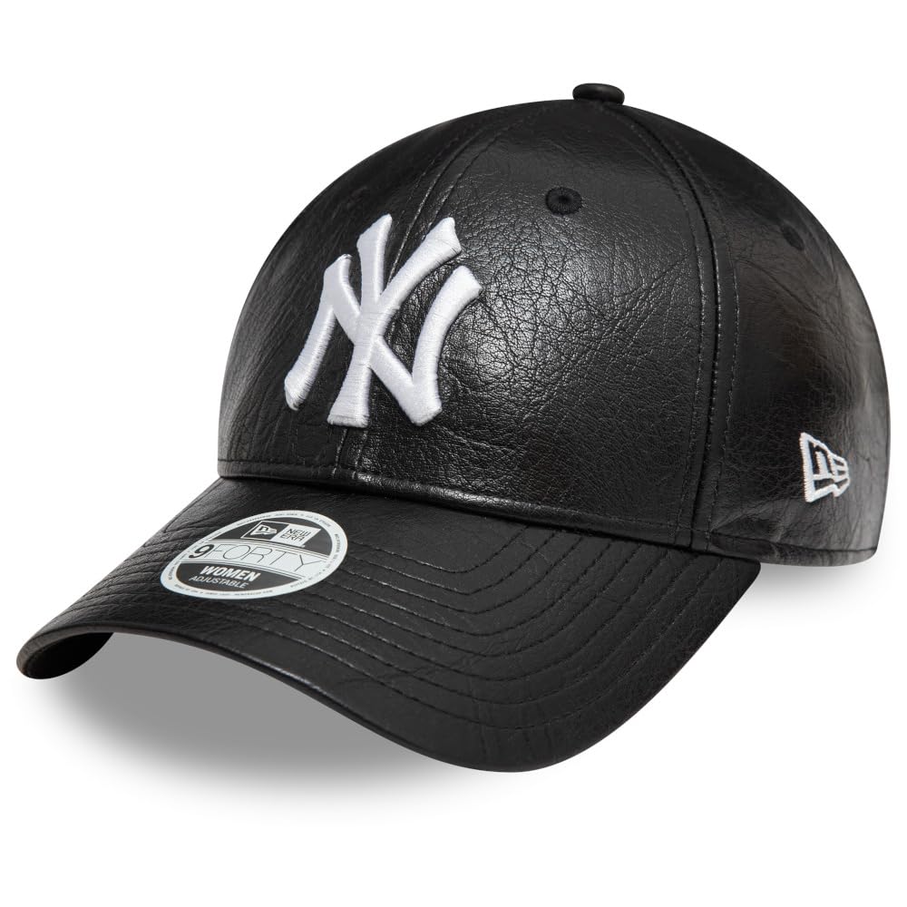 New Era 9Forty NY Yankees - Cappellino da donna, in ecopelle, colore: Nero