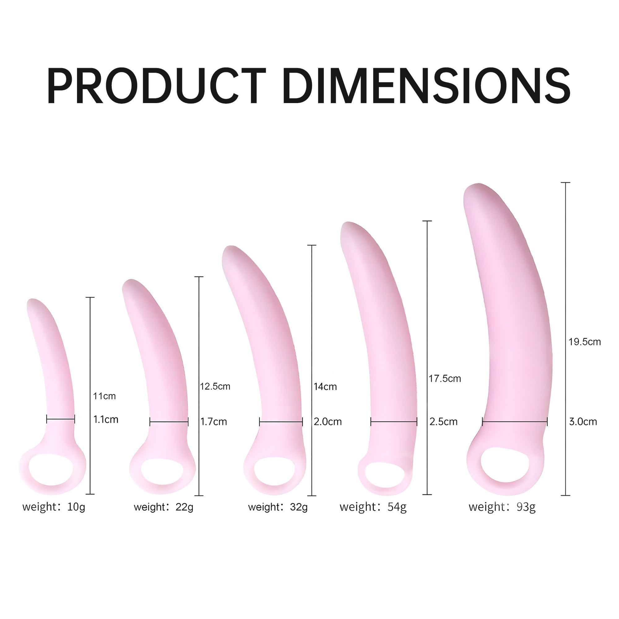 5 Pezzi Kit di Dilatatori Vaginali in Silicone Plug Vagina Plug Anale Set di Allenamento Ano Rosa per Uomini Donne Weimob
