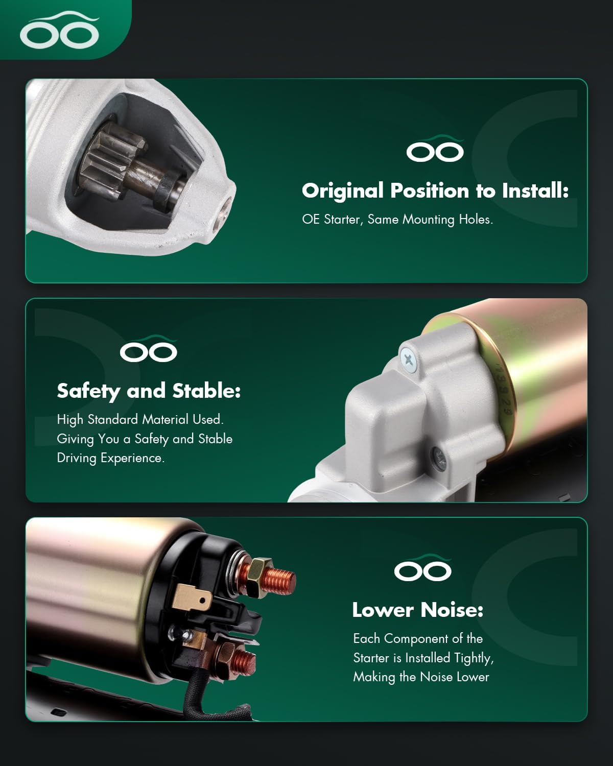 SCITOO Starter Motor SBO0014 17135 for VOLVO 120 1800 544 Series 1.8L 1962 1963 1964 1965 140 1800 Series 1969 1970 1971 2.0L 240 740 780 940 Series 1981-1993 2.3L 1.5kW/12 Volt CW 10-Tooth Pinion