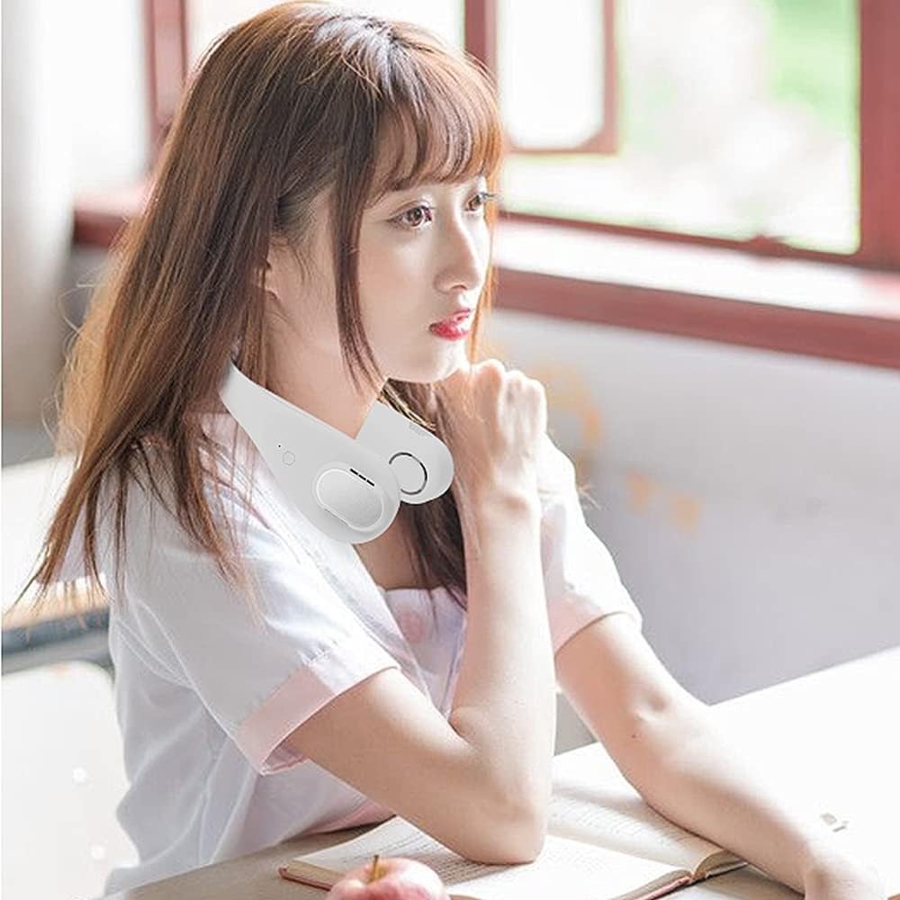 Bladeless Neck Fan, 360 Degree Wind Around The Soft Neck Protection Portable Neck Fan 3000 mAh USB Rechargeable, Suitable For Couples, Colleagues, Friends, Children, Customers, Classmates (White) : Home & Kitchen