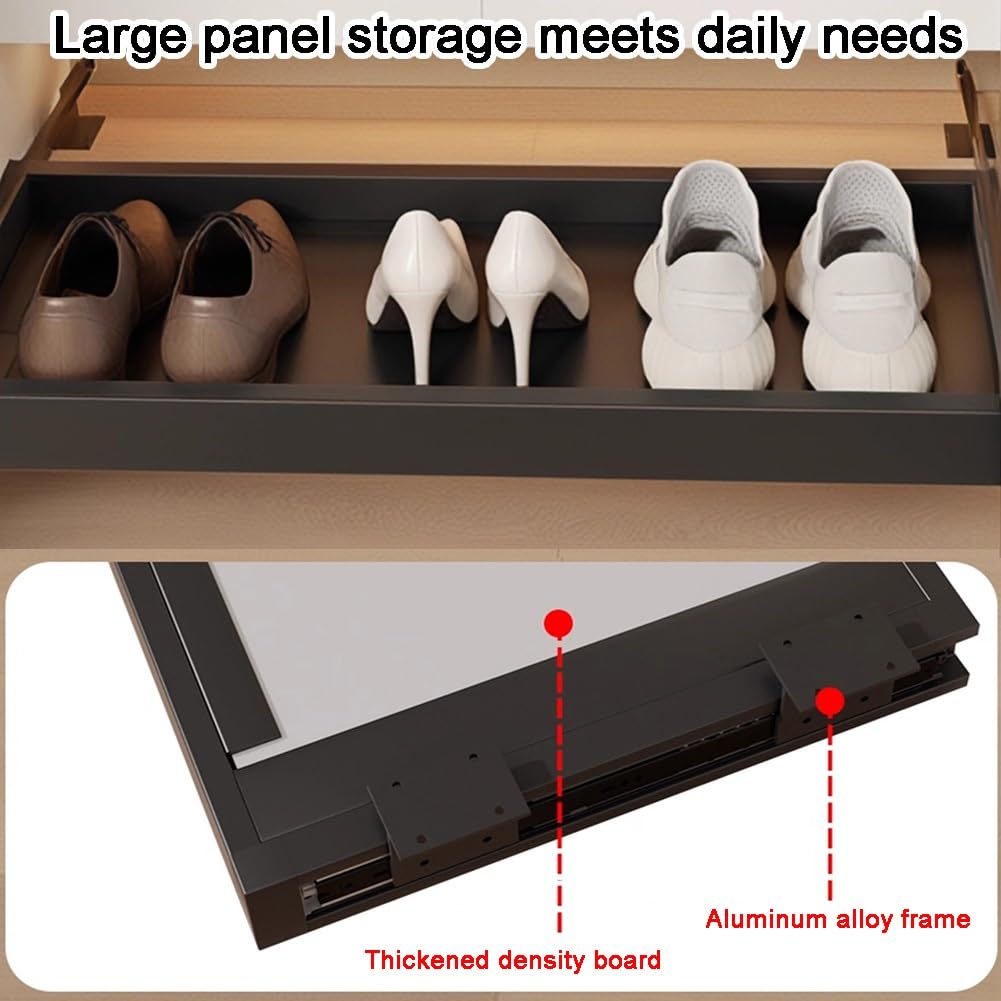 Zapatero extensible para debajo de la cama, cajón deslizante para entrada, estante con resorte, 76 x 31 cm, color negro, perfecto para almacenamiento de zapatos y maximizar el espacio