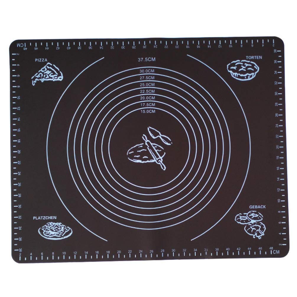 Kichvoe 2 Stück Große Silikon Backmatte 50x40cm mit Zentraler Maßskala Antihaftbeschichtet und Rutschfest zum Ausrollen von Teig für Pizza und Pasta