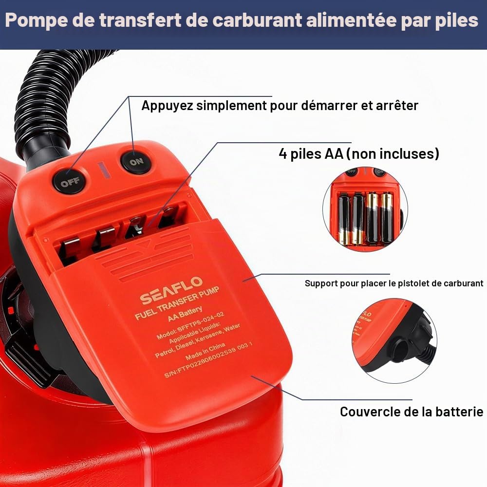 Pompe Carburant Électrique avec Stop Automatique, Pompe Essence Electrique, Pompe de Transfert de Carburant Auto Stop avec Adaptateur 3 Tailles und 1M Tuyau pour Huile Essence Diesel (9 LPM)
