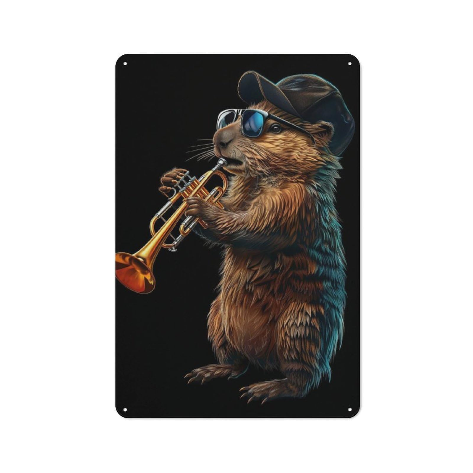 Nostalgic Beaver Trumpet Decorative Tin Sign 30x20cm, Vintage Wall Decor for Lounge, Study, Pub Or Wall Gallery