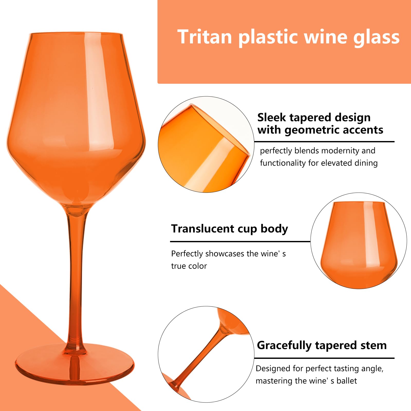 HAHASHOW Bicchieri da Vino Colorati, 440ml Set di 6, Colore | Bicchiere da Vino Bianco, Tritan-Plastica ,per campeggio festa, Adatto alla Lavastoviglie,Resistente agli urti e alle rotture