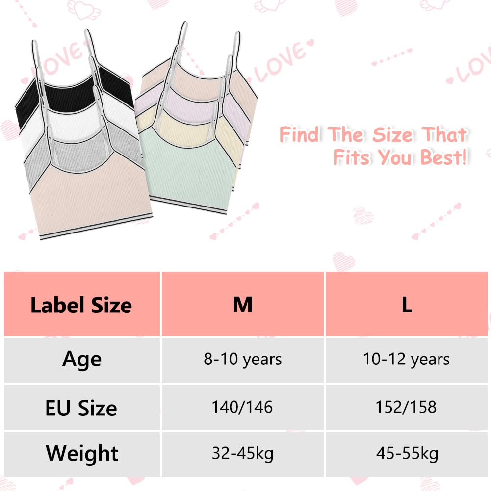flintronic Brassières Soutiens-Gorge Fille en Coton, Brassière Fille de Sport, Filles Haut Bandeau Lingerie, Lot de 4