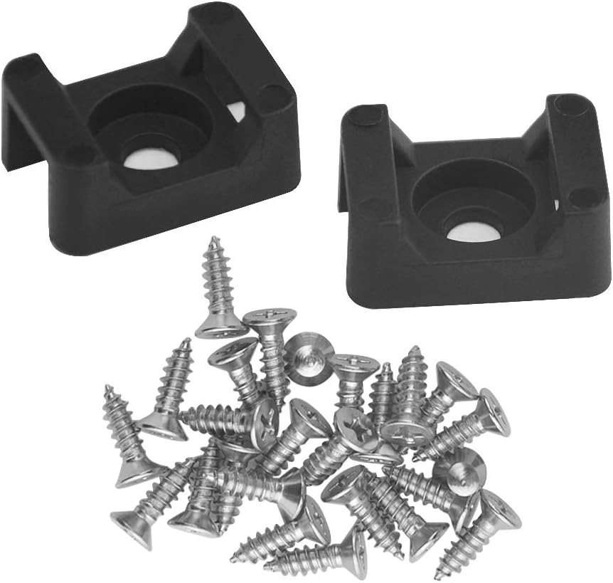 XINGYHENG 100Pcs Saddle-type Cable Tie Mount Bases Cable Clip Organizer Cord Holders and 100Pcs Cable Zip Ties with 100PCS Deep Thread Pan Head Screws Cable Wire Management for Office and Home(Black)