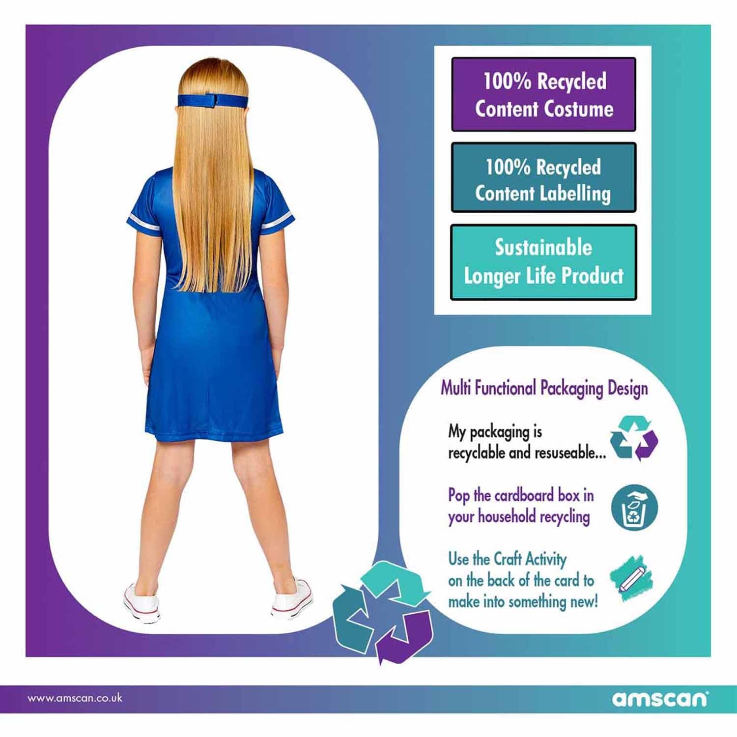 (PKT) (Fix 1/1) (9910159) Child Girls Sustainable Nurse Costume (2-3yr), Blue, 2-3 Years - Image 3
